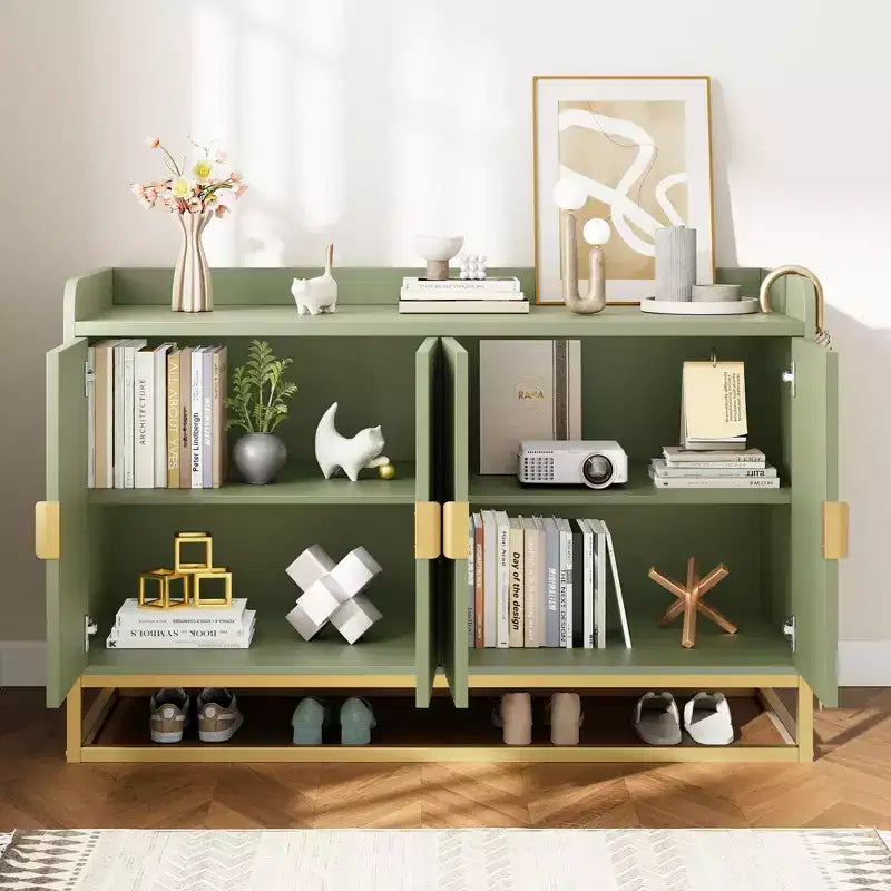 Credenza/Mobile Contenitore con 4 Ante, Tavolo Buffet Moderno per Soggiorno, Cucina, Sala da Pranzo