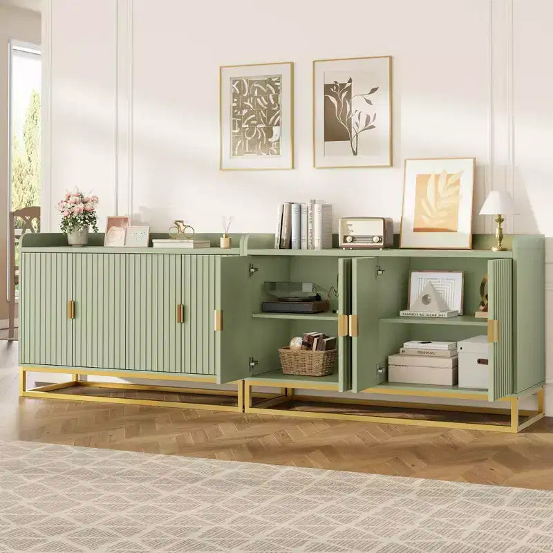 Credenza/Mobile Contenitore con 4 Ante, Tavolo Buffet Moderno per Soggiorno, Cucina, Sala da Pranzo