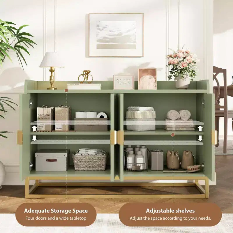 Credenza/Mobile Contenitore con 4 Ante, Tavolo Buffet Moderno per Soggiorno, Cucina, Sala da Pranzo