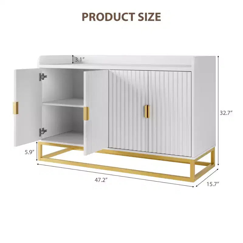 Credenza/Mobile Contenitore con 4 Ante, Tavolo Buffet Moderno per Soggiorno, Cucina, Sala da Pranzo