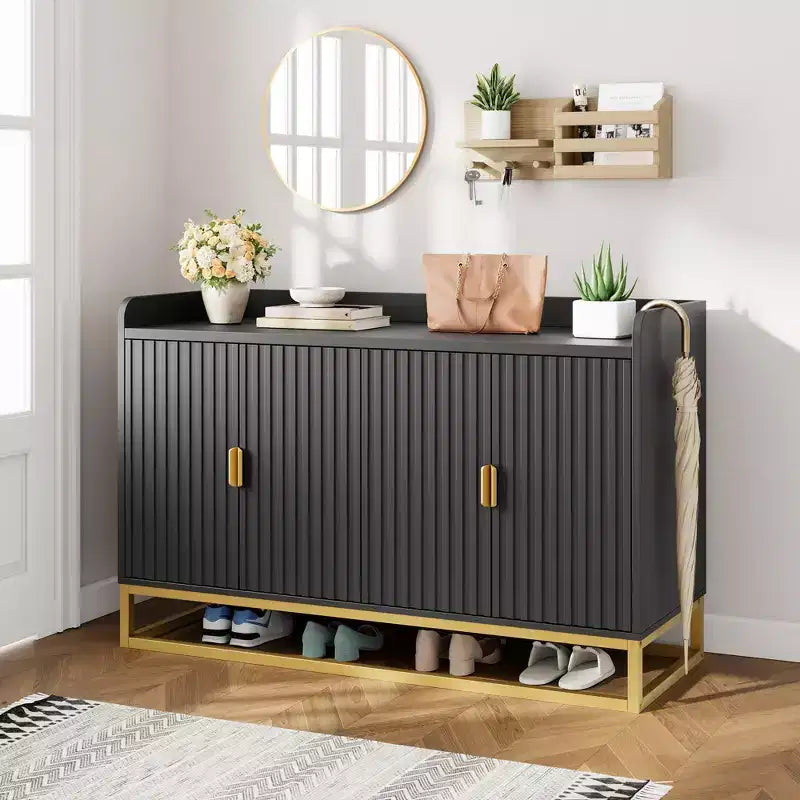 Credenza/Mobile Contenitore con 4 Ante, Tavolo Buffet Moderno per Soggiorno, Cucina, Sala da Pranzo