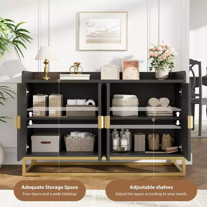 Credenza/Mobile Contenitore con 4 Ante, Tavolo Buffet Moderno per Soggiorno, Cucina, Sala da Pranzo