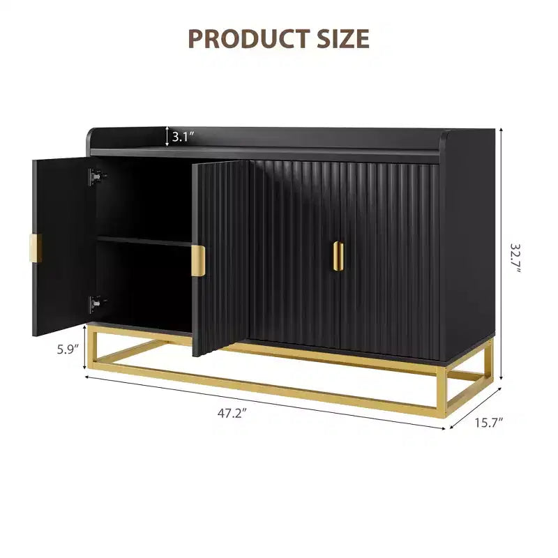 Credenza/Mobile Contenitore con 4 Ante, Tavolo Buffet Moderno per Soggiorno, Cucina, Sala da Pranzo