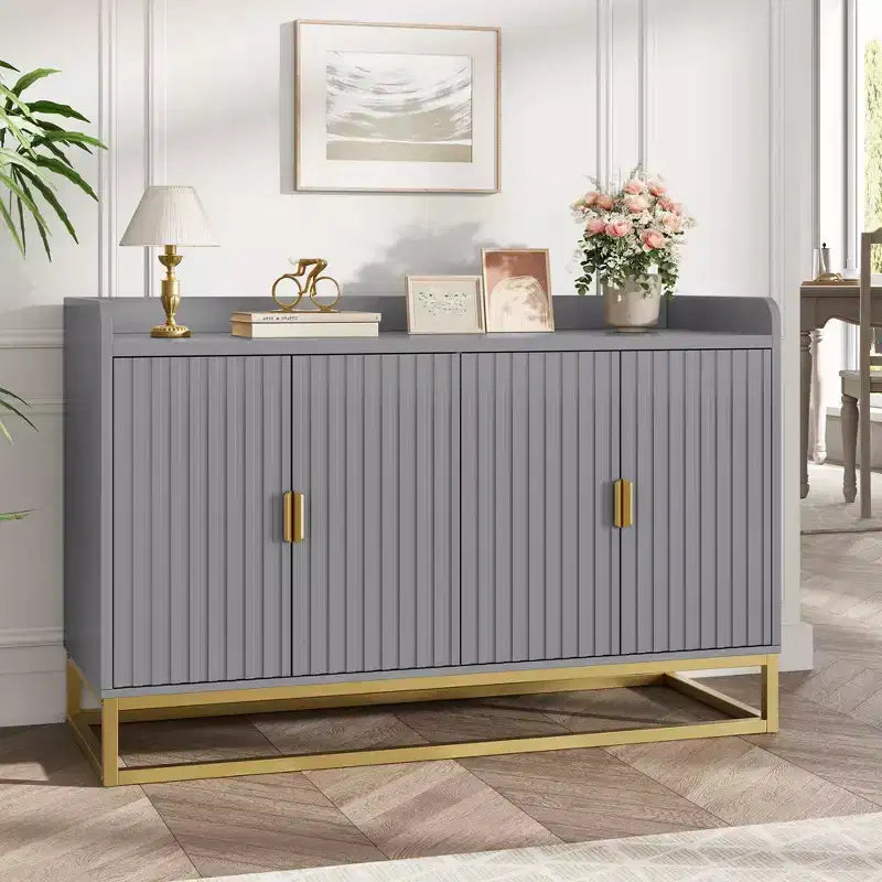 Credenza/Mobile Contenitore con 4 Ante, Tavolo Buffet Moderno per Soggiorno, Cucina, Sala da Pranzo