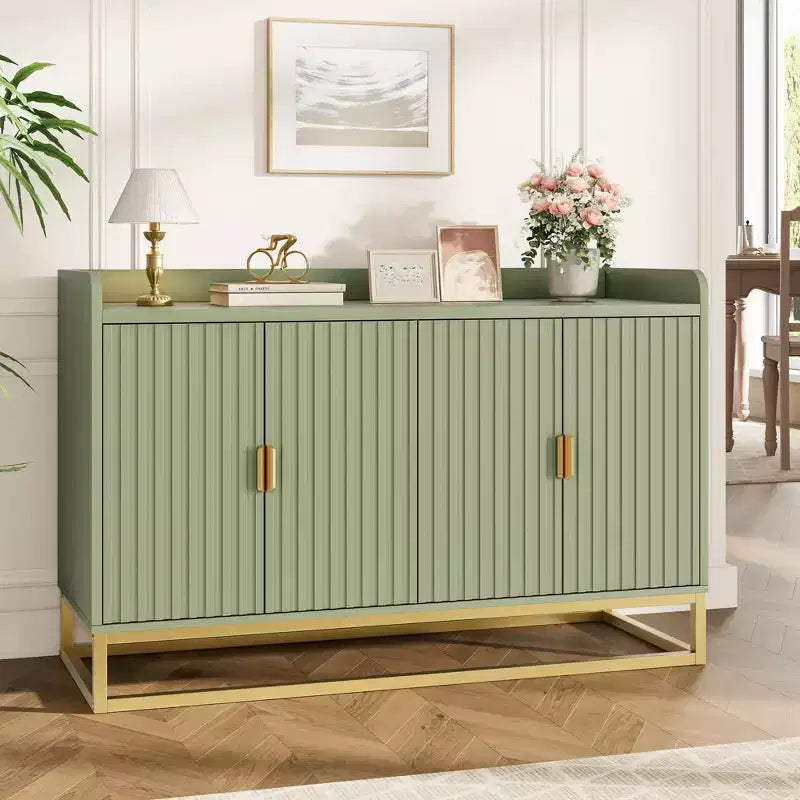 Credenza/Mobile Contenitore con 4 Ante, Tavolo Buffet Moderno per Soggiorno, Cucina, Sala da Pranzo