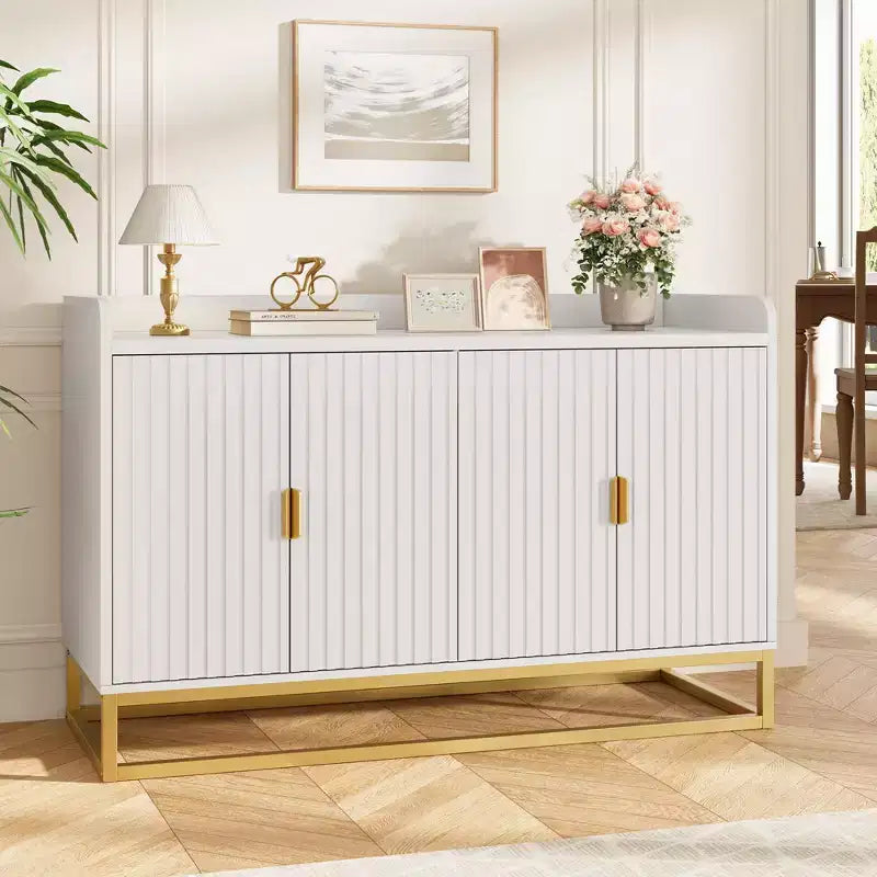Credenza/Mobile Contenitore con 4 Ante, Tavolo Buffet Moderno per Soggiorno, Cucina, Sala da Pranzo