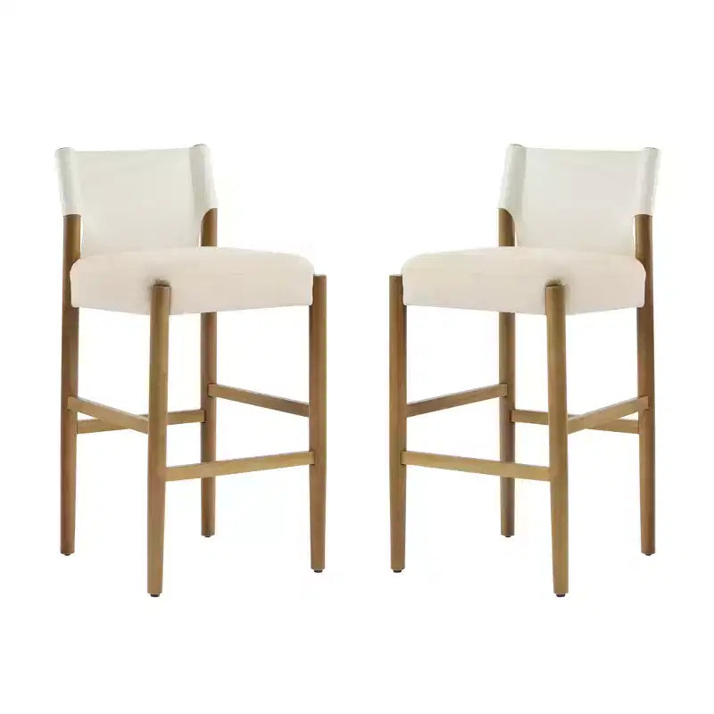 Set di 2 moderni sgabelli da bar con sedili imbottiti, bianchi
