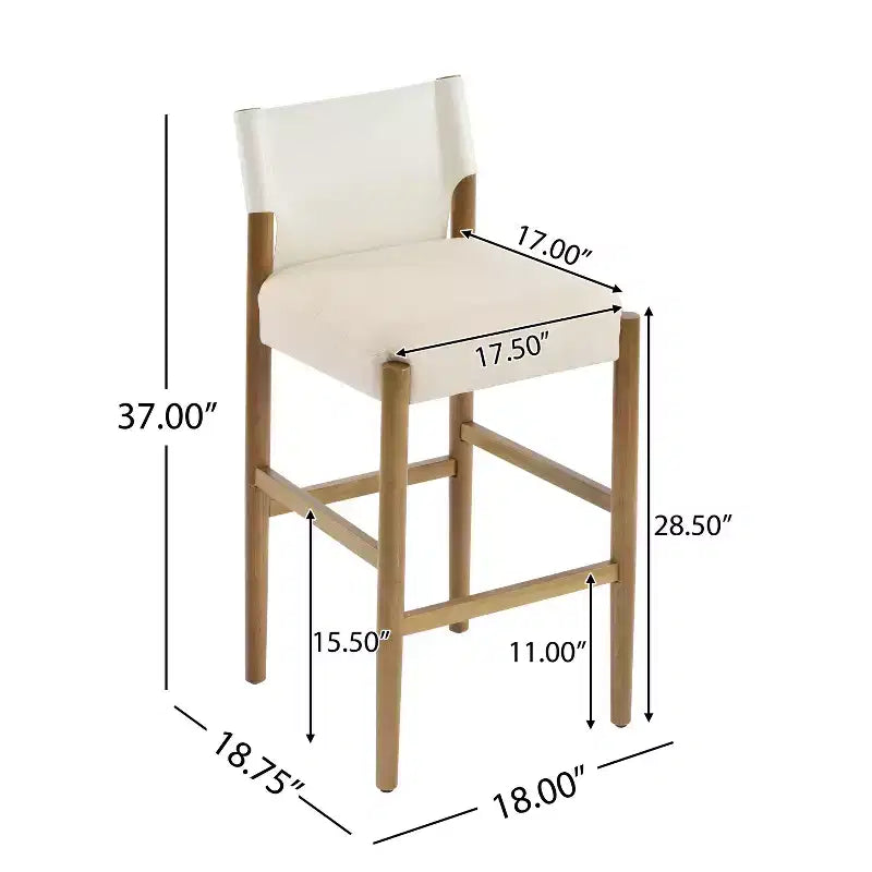 Set di 2 moderni sgabelli da bar con sedili imbottiti, bianchi