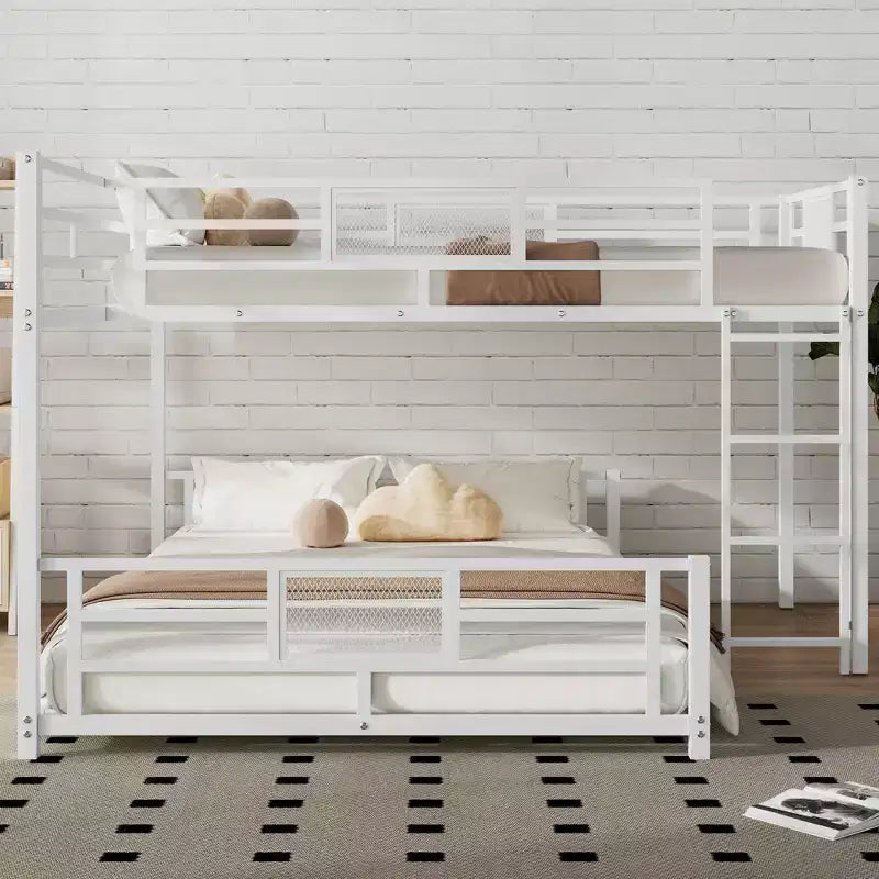 Bellemave Letto a castello a L in metallo per due letti gemelli, colore bianco