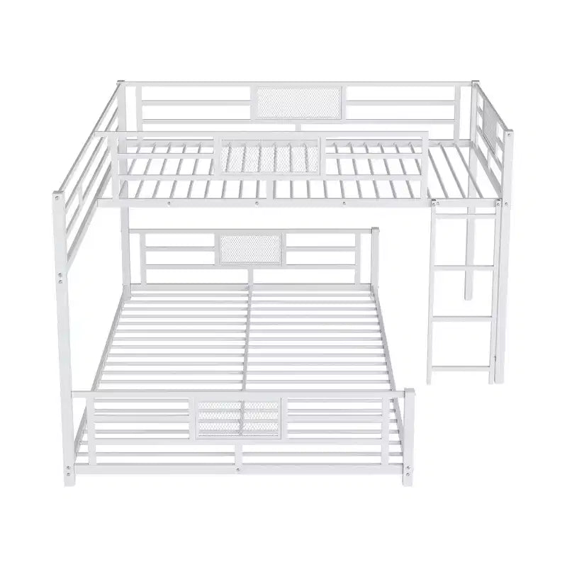 Bellemave Letto a castello a L in metallo per due letti gemelli, colore bianco