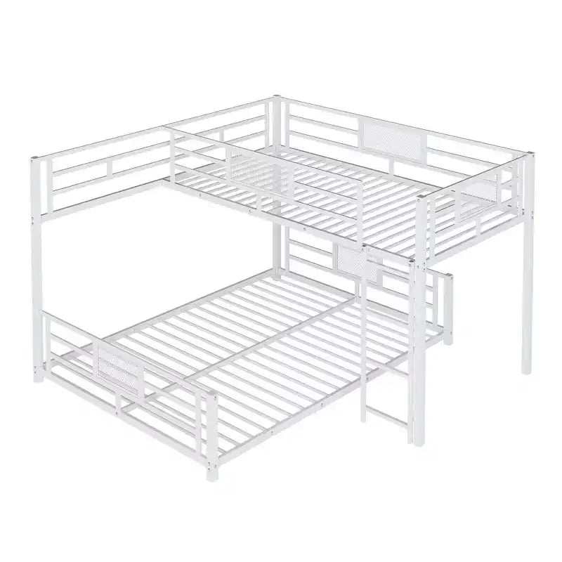 Bellemave Letto a castello a L in metallo per due letti gemelli, colore bianco