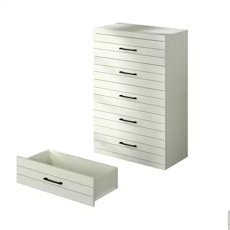 Cassettiera a 5 cassetti con sistema di sicurezza ad incastro, Quercia Bianca Perla