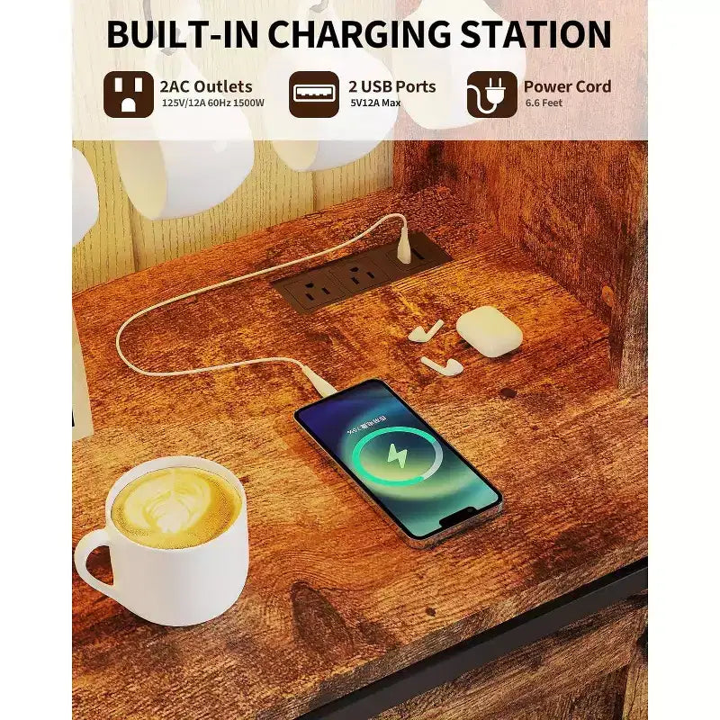 Mobile bar da 55 pollici con ante scorrevoli alla maniera di un fienile, illuminazione decorativa e hub multifunzione, portabicchieri da vino per la sala da pranzo