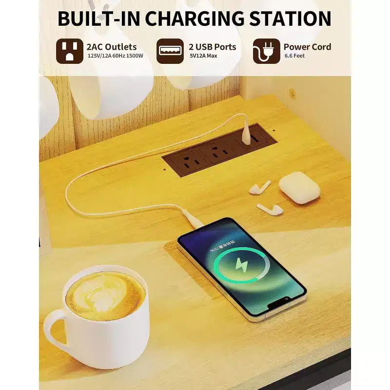 Mobile bar da 55 pollici con ante scorrevoli alla maniera di un fienile, illuminazione decorativa e hub multifunzione, portabicchieri da vino per la sala da pranzo