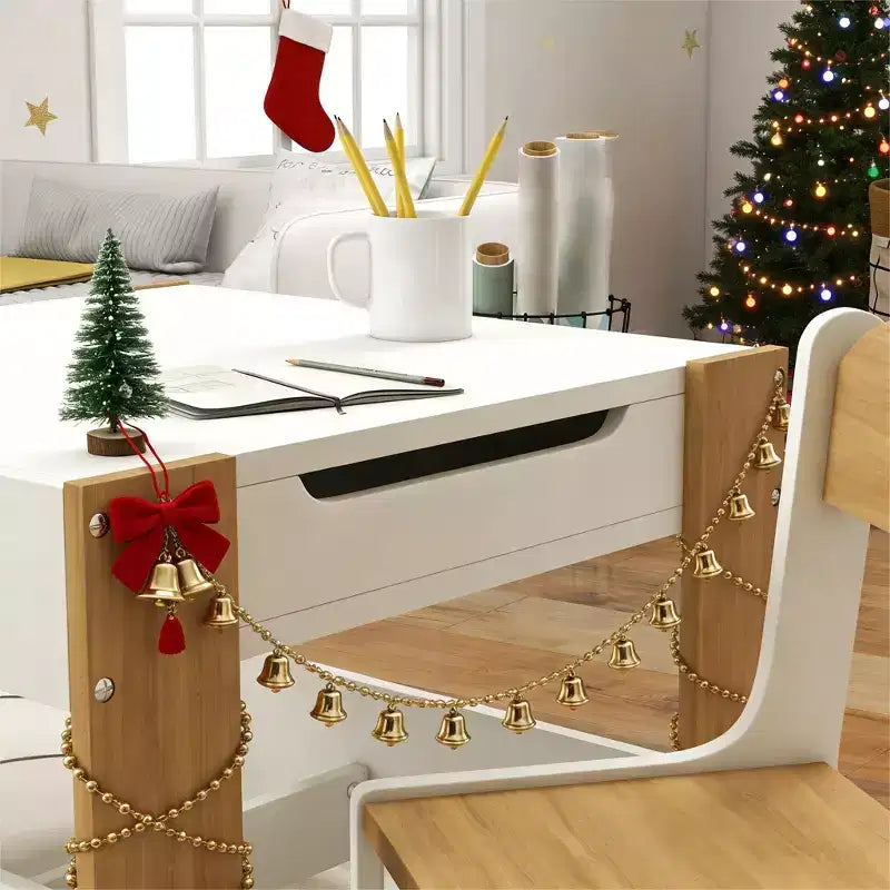 JVNOXK2 - Set Scrivania e Sedia per Bambini 2 in 1 con Lavagna Ribaltabile, Contenitore e Scaffale, Combinazione Scrivania e Sedia per Bambini in 3 Pezzi