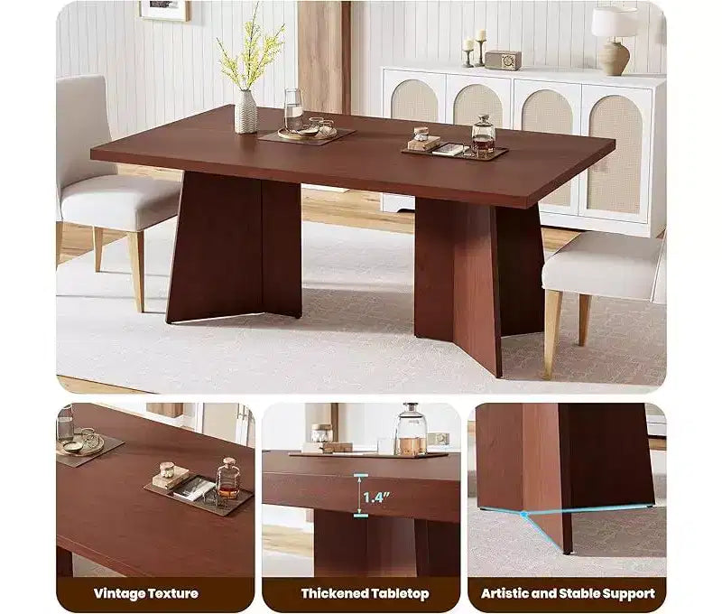 Tavolo da Pranzo per 6-8 Persone - Tavolo da Cucina Moderno da 160 cm con Ampio Piano e Gambe a Piedistallo Robuste, Tavolo da Pranzo per la Cucina
