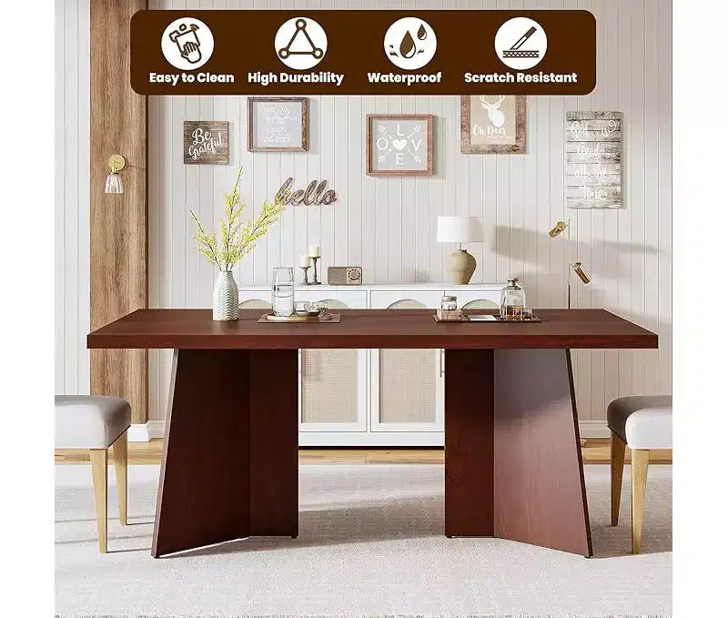Tavolo da Pranzo per 6-8 Persone - Tavolo da Cucina Moderno da 160 cm con Ampio Piano e Gambe a Piedistallo Robuste, Tavolo da Pranzo per la Cucina