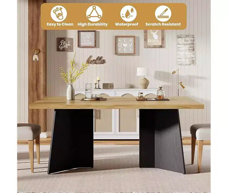 Tavolo da Pranzo per 6-8 Persone - Tavolo da Cucina Moderno da 160 cm con Ampio Piano e Gambe a Piedistallo Robuste, Tavolo da Pranzo per la Cucina