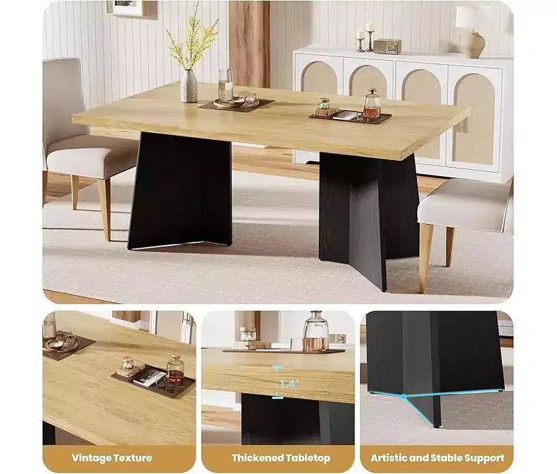 Tavolo da Pranzo per 6-8 Persone - Tavolo da Cucina Moderno da 160 cm con Ampio Piano e Gambe a Piedistallo Robuste, Tavolo da Pranzo per la Cucina