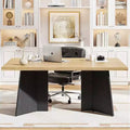 Dining Table for 6-8 People - 63 Modern Long Kitchen Table with Large Tabletop & Heavy Duty Pedestal Legs, Dinner Table for Kitchen
