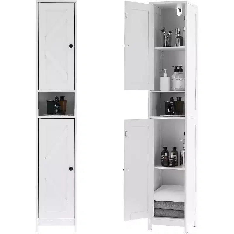 Mobiletto alto e stretto da bagno, 170 cm, autoportante, con ripiani regolabili, design resistente all'acqua per cucina, corridoio, bagno