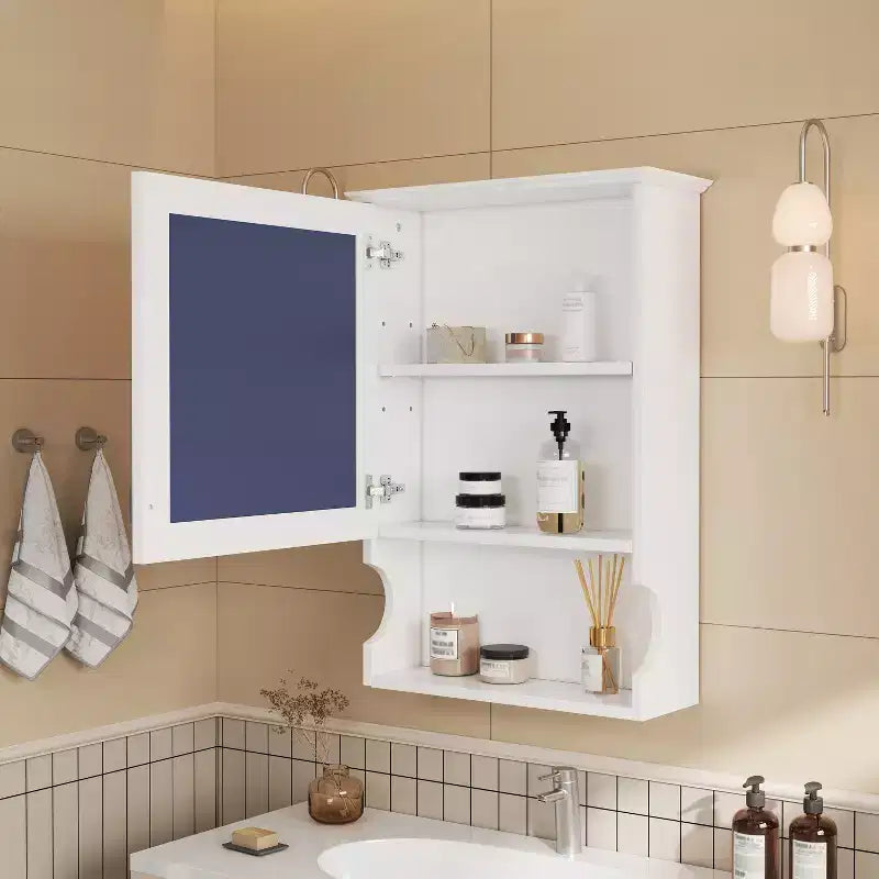 Mobiletto da bagno da 20'' a parete con specchio e sportello contenitore