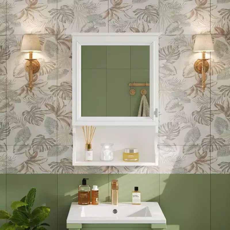 Mobiletto da bagno da 20'' a parete con specchio e sportello contenitore