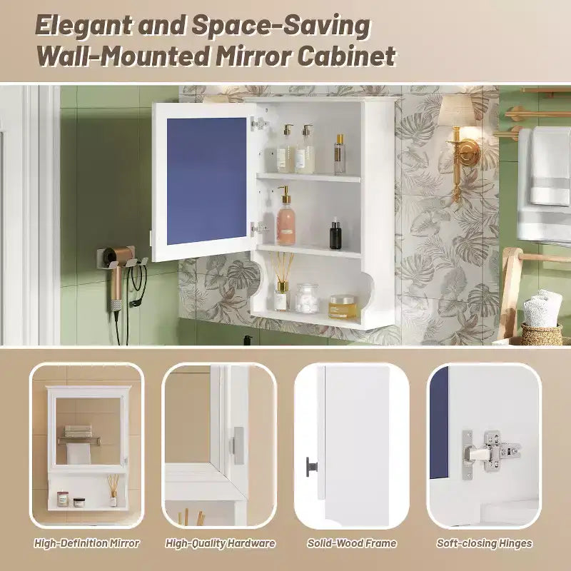 Mobiletto da bagno da 20'' a parete con specchio e sportello contenitore