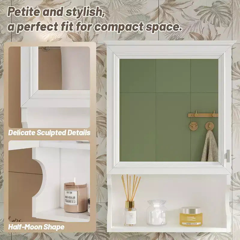 Mobiletto da bagno da 20'' a parete con specchio e sportello contenitore