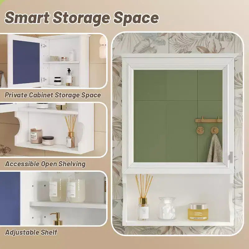 Mobiletto da bagno da 20'' a parete con specchio e sportello contenitore