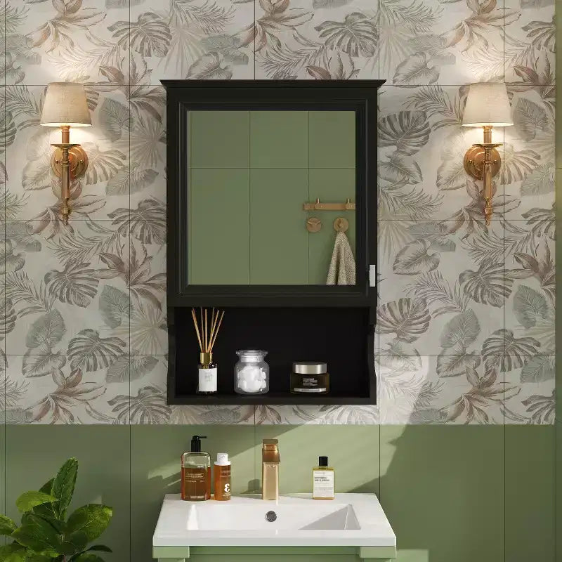 Mobiletto da bagno da 20'' a parete con specchio e sportello contenitore