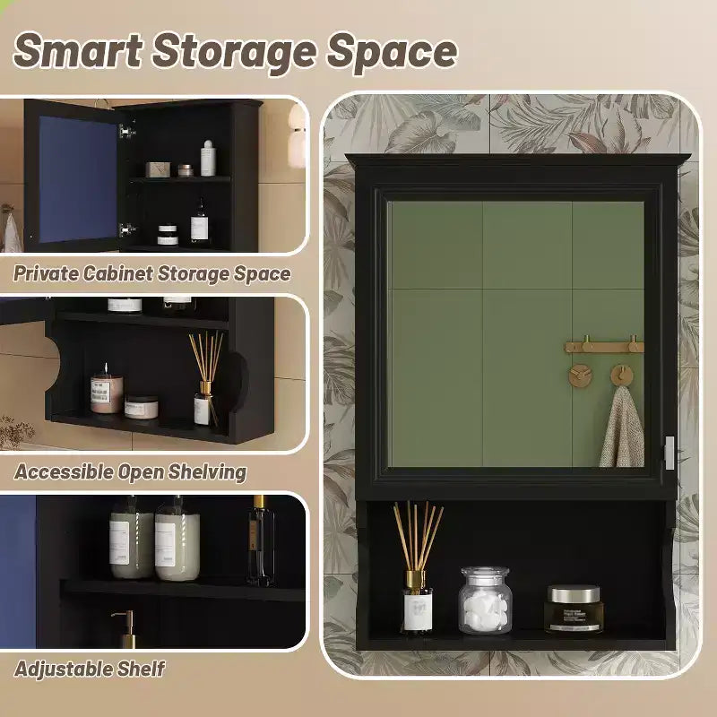 Mobiletto da bagno da 20'' a parete con specchio e sportello contenitore