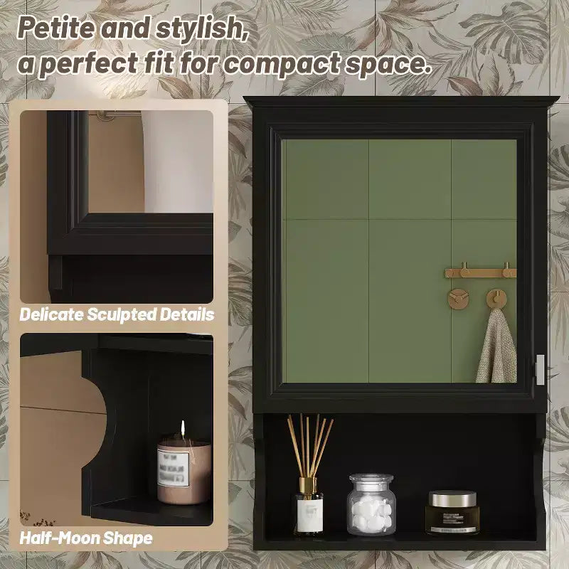 Mobiletto da bagno da 20'' a parete con specchio e sportello contenitore