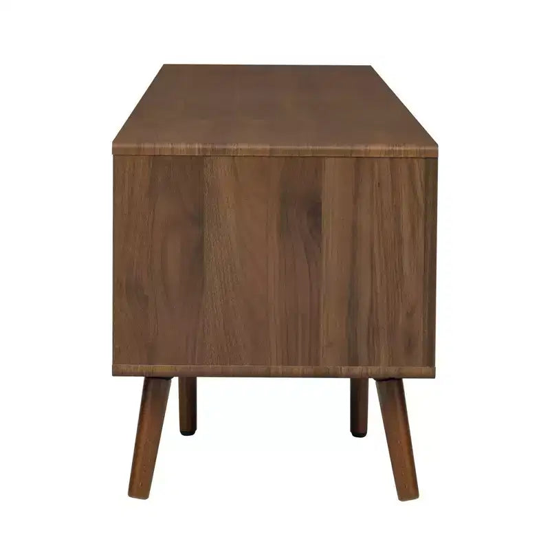 Mobile TV da 76 pollici moderno e minimale in vetro con ante, centro di intrattenimento in legno venato con armadietti, tavolo console multimediale per soggiorno/camera da letto