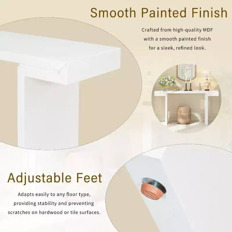 Console moderna geometrica da 60", Tavolo da ingresso con piedini regolabili, Tavolo da divano per corridoio, soggiorno, camera da letto, ingresso
