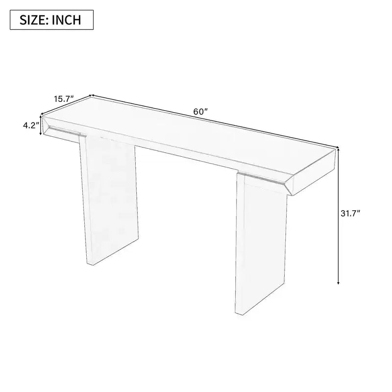Console moderna geometrica da 60", Tavolo da ingresso con piedini regolabili, Tavolo da divano per corridoio, soggiorno, camera da letto, ingresso