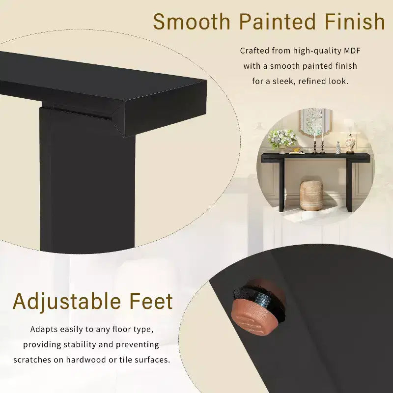 Console moderna geometrica da 60", Tavolo da ingresso con piedini regolabili, Tavolo da divano per corridoio, soggiorno, camera da letto, ingresso