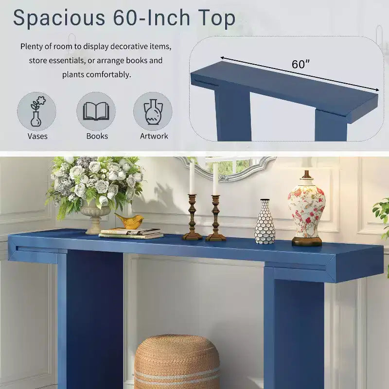Console moderna geometrica da 60", Tavolo da ingresso con piedini regolabili, Tavolo da divano per corridoio, soggiorno, camera da letto, ingresso