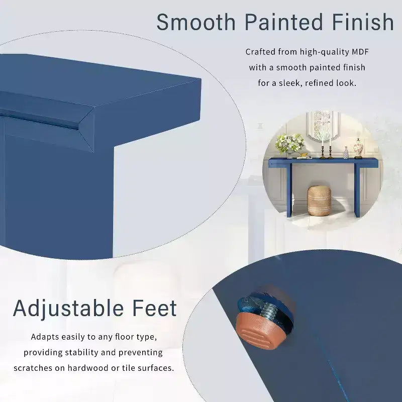 Console moderna geometrica da 60", Tavolo da ingresso con piedini regolabili, Tavolo da divano per corridoio, soggiorno, camera da letto, ingresso