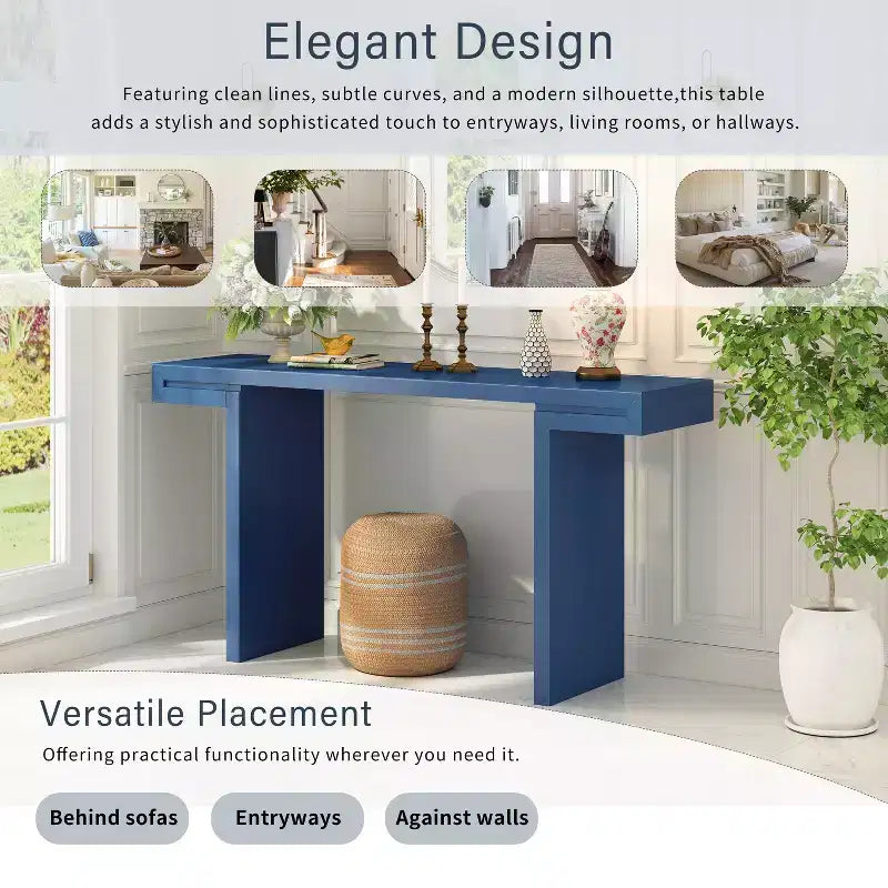 Console moderna geometrica da 60", Tavolo da ingresso con piedini regolabili, Tavolo da divano per corridoio, soggiorno, camera da letto, ingresso