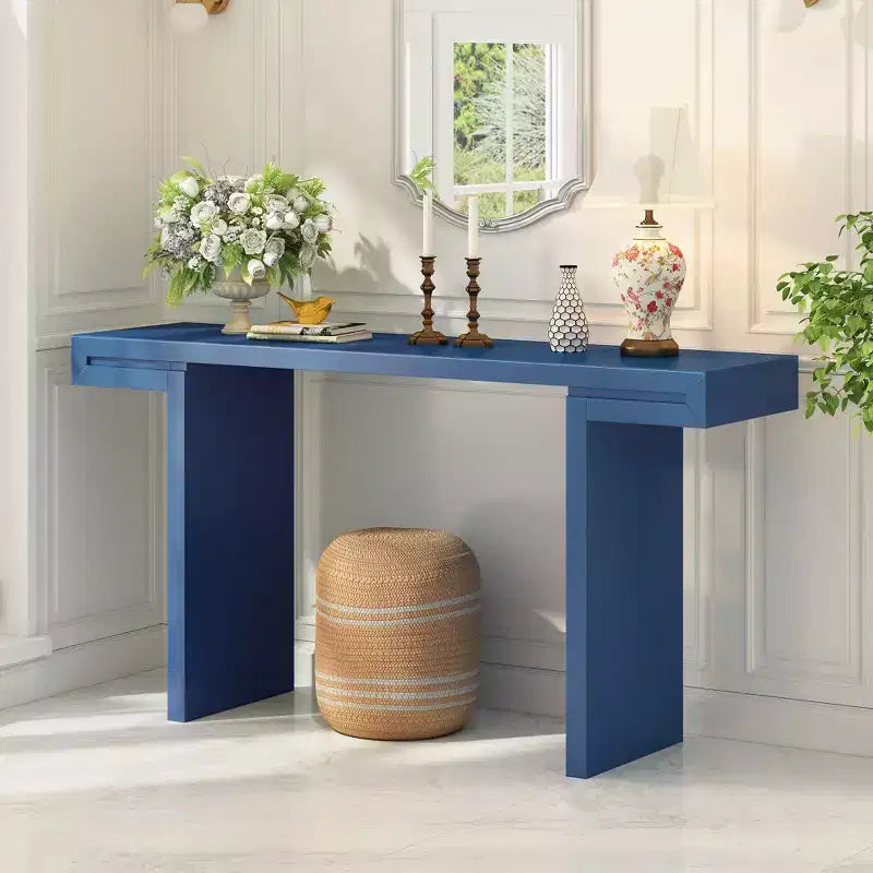 Console moderna geometrica da 60", Tavolo da ingresso con piedini regolabili, Tavolo da divano per corridoio, soggiorno, camera da letto, ingresso