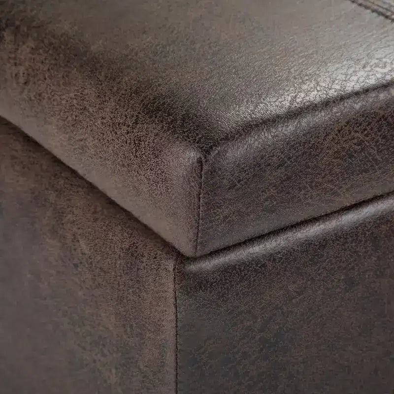 Panca Contenitore Rettangolare 36IN con Seduta Imbottita Larga, Panca da Fondo Letto con Struttura in Legno, Poggiapiedi Ottomano per Soggiorno