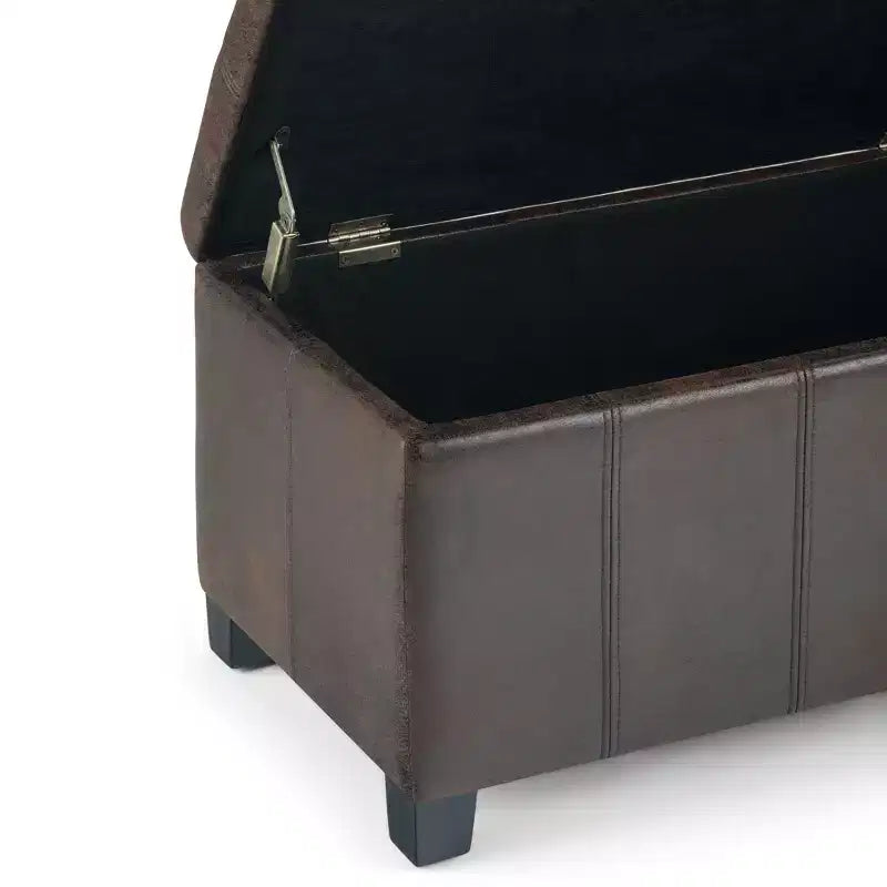 Panca Contenitore Rettangolare 36IN con Seduta Imbottita Larga, Panca da Fondo Letto con Struttura in Legno, Poggiapiedi Ottomano per Soggiorno