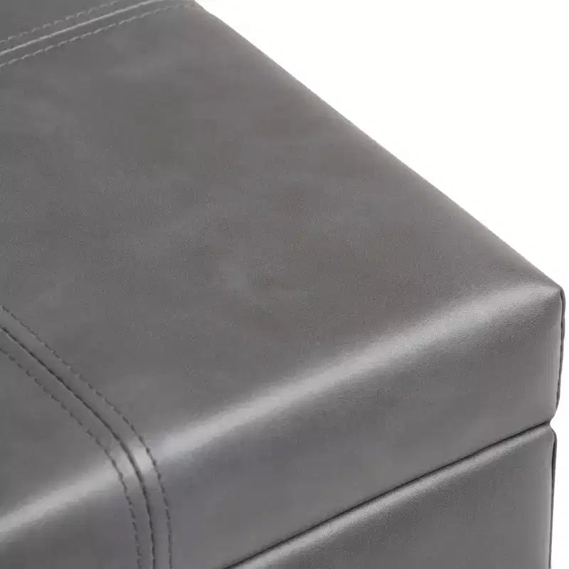 Panca Contenitore Rettangolare 36IN con Seduta Imbottita Larga, Panca da Fondo Letto con Struttura in Legno, Poggiapiedi Ottomano per Soggiorno