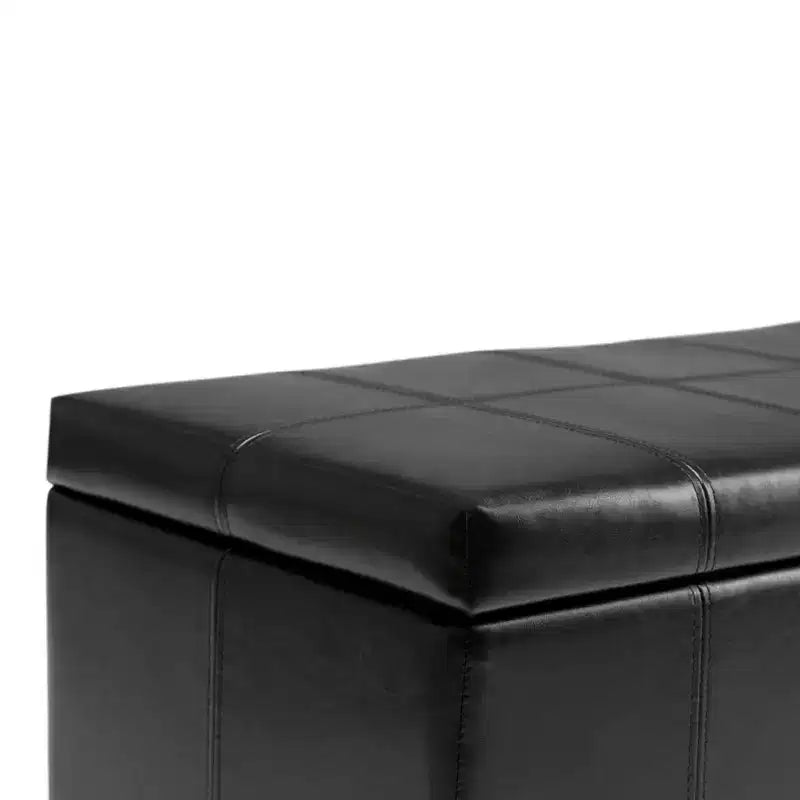 Panca Contenitore Rettangolare 36IN con Seduta Imbottita Larga, Panca da Fondo Letto con Struttura in Legno, Poggiapiedi Ottomano per Soggiorno