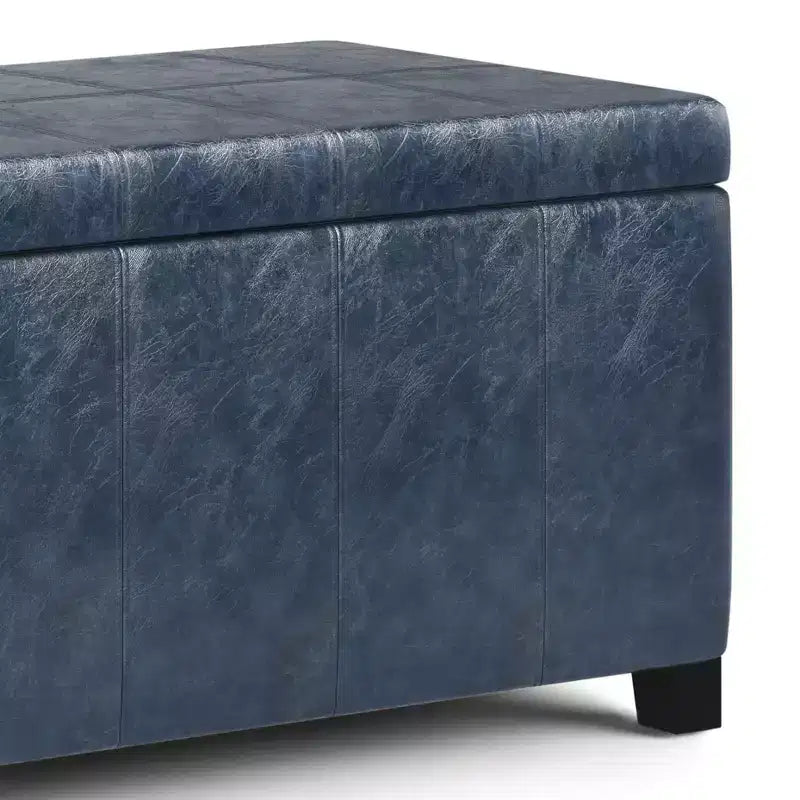 Panca Contenitore Rettangolare 36IN con Seduta Imbottita Larga, Panca da Fondo Letto con Struttura in Legno, Poggiapiedi Ottomano per Soggiorno
