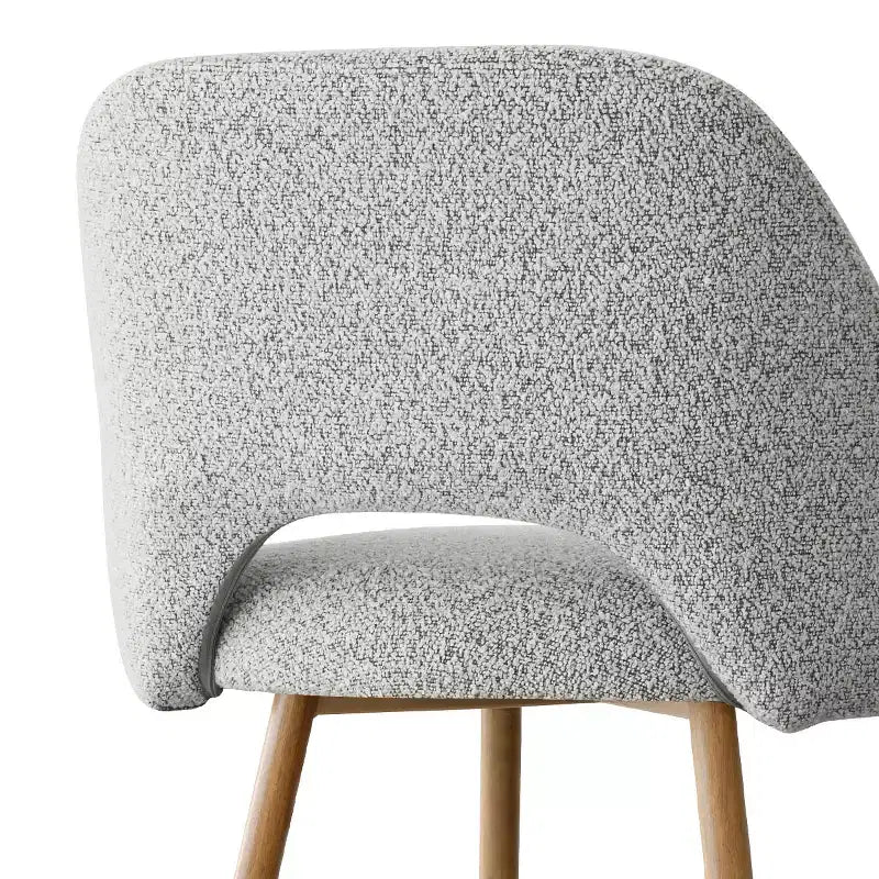 Set di 4 Sgabelli da Bar con Schienale in Boucle, Altezza Bancone, 27 Sedie da Bar per Colazione in Stile Moderno di Metà Secolo con Gambe in Metallo Effetto Legno