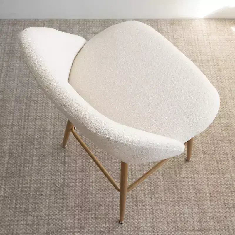 Set di 4 Sgabelli da Bar con Schienale in Boucle, Altezza Bancone, 27 Sedie da Bar per Colazione in Stile Moderno di Metà Secolo con Gambe in Metallo Effetto Legno