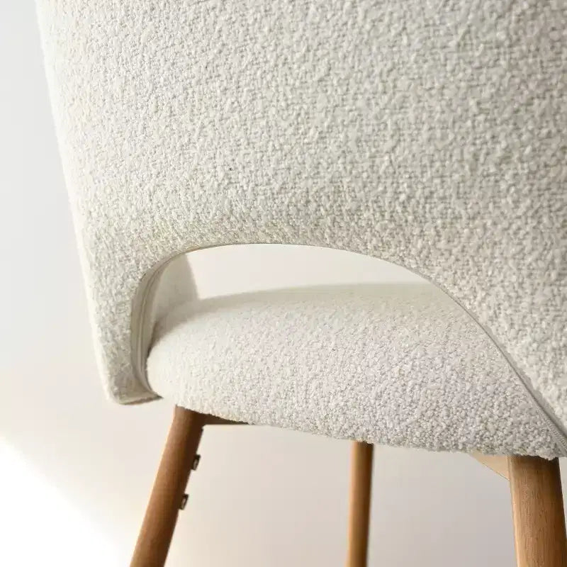 Set di 4 Sgabelli da Bar con Schienale in Boucle, Altezza Bancone, 27 Sedie da Bar per Colazione in Stile Moderno di Metà Secolo con Gambe in Metallo Effetto Legno