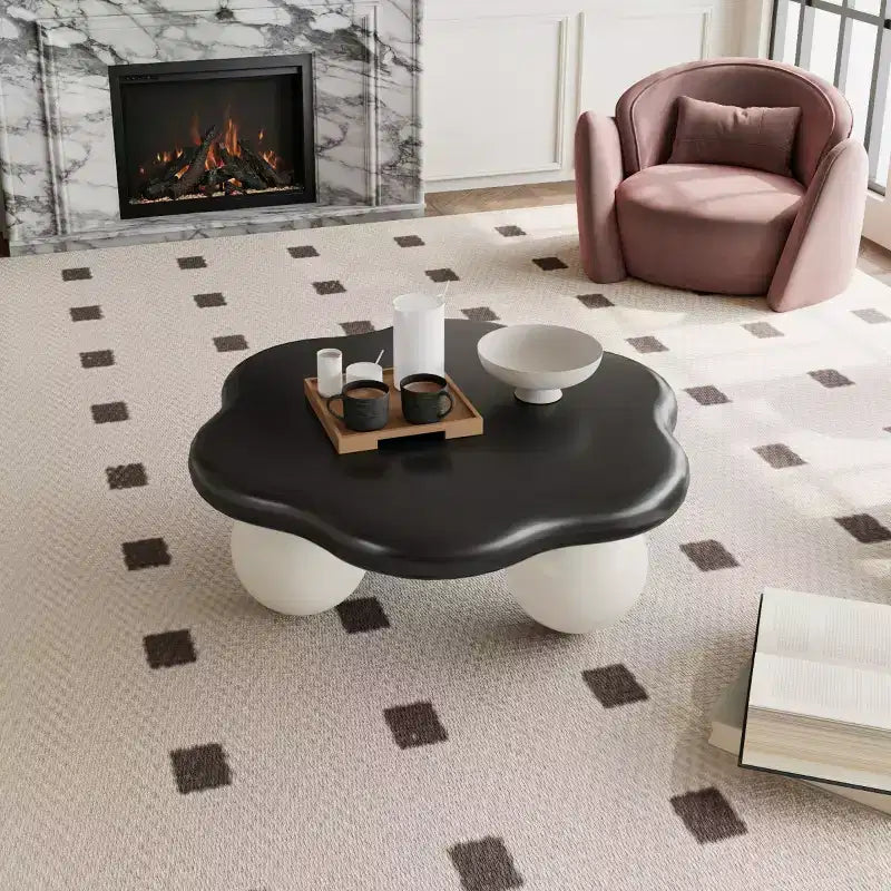 Tavolino da Caffè Moderno a Forma di Nuvola da 35", Tavolino Minimalista con Gambe Sferiche, Tavolino Piccolo per Soggiorno o Appartamento